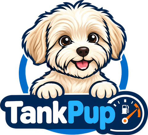 TankPup logo: a puppy with a fuel gauge